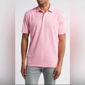 Peter Millar Pink Micro-Stripe Performance Polo